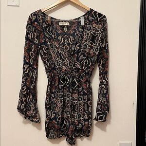 Patterned Long Sleeve Romper